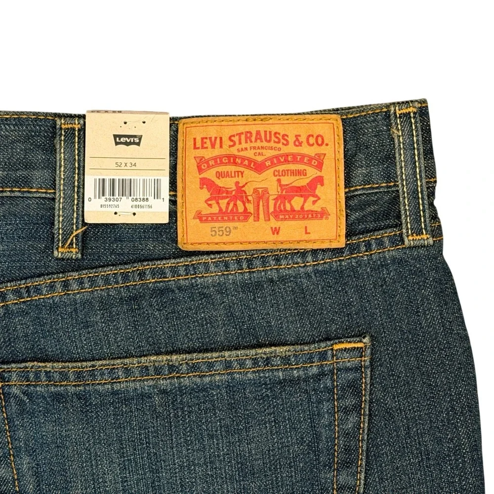 Levi's 559 Relaxed Straight Jeans Mens 52 x 34 Blue Big & Tall Denim **NEW**